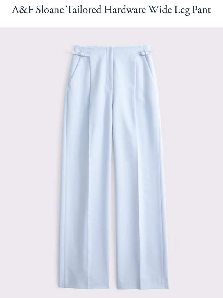 Abercrombie & Fitch Light Blue Wide Leg Tailored Pants